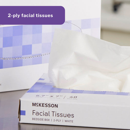 McKesson Facial Tissue White 5-7/10 X 7 Inch 40 Count, Packaging Type- Box