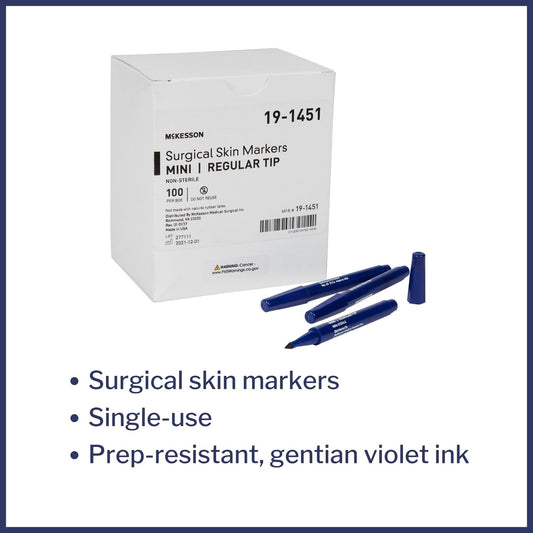 Skin Marker McKesson Prep-Resistant Gentian Violet Ink NonSterile Mini Regular Tip, Packaging Type- Box