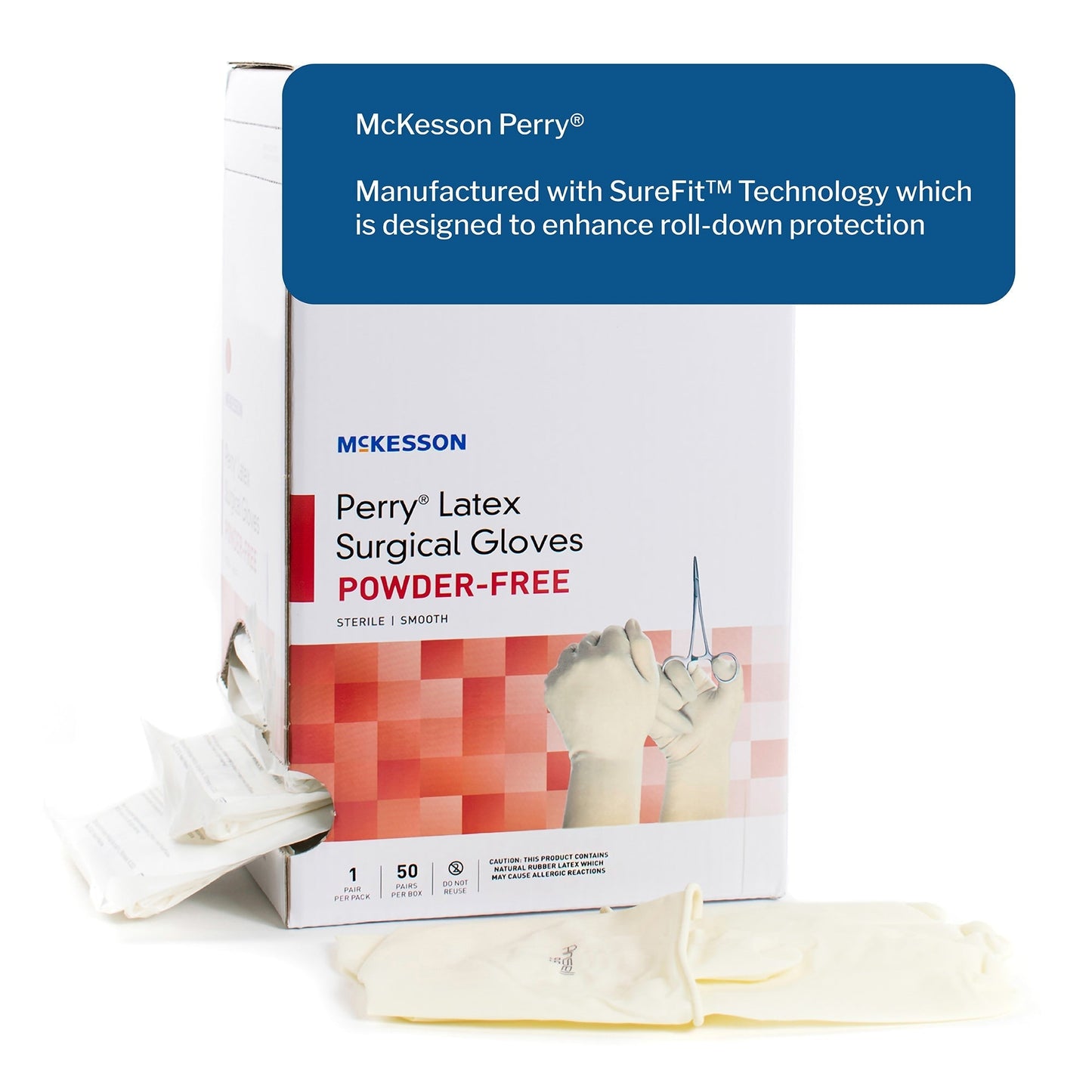 Surgical Glove McKesson Perry Size 6.5 Sterile Latex Standard Cuff Length Smooth Cream Not Chemo Approved, Packaging Type- Box