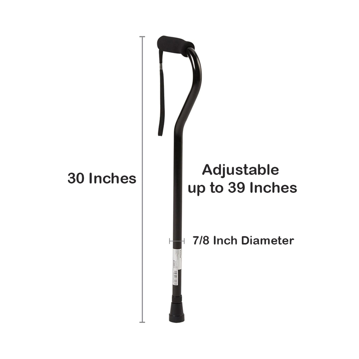 Offset Cane McKesson Aluminum 30 to 39 Inch Height Black, Packaging Type- Each