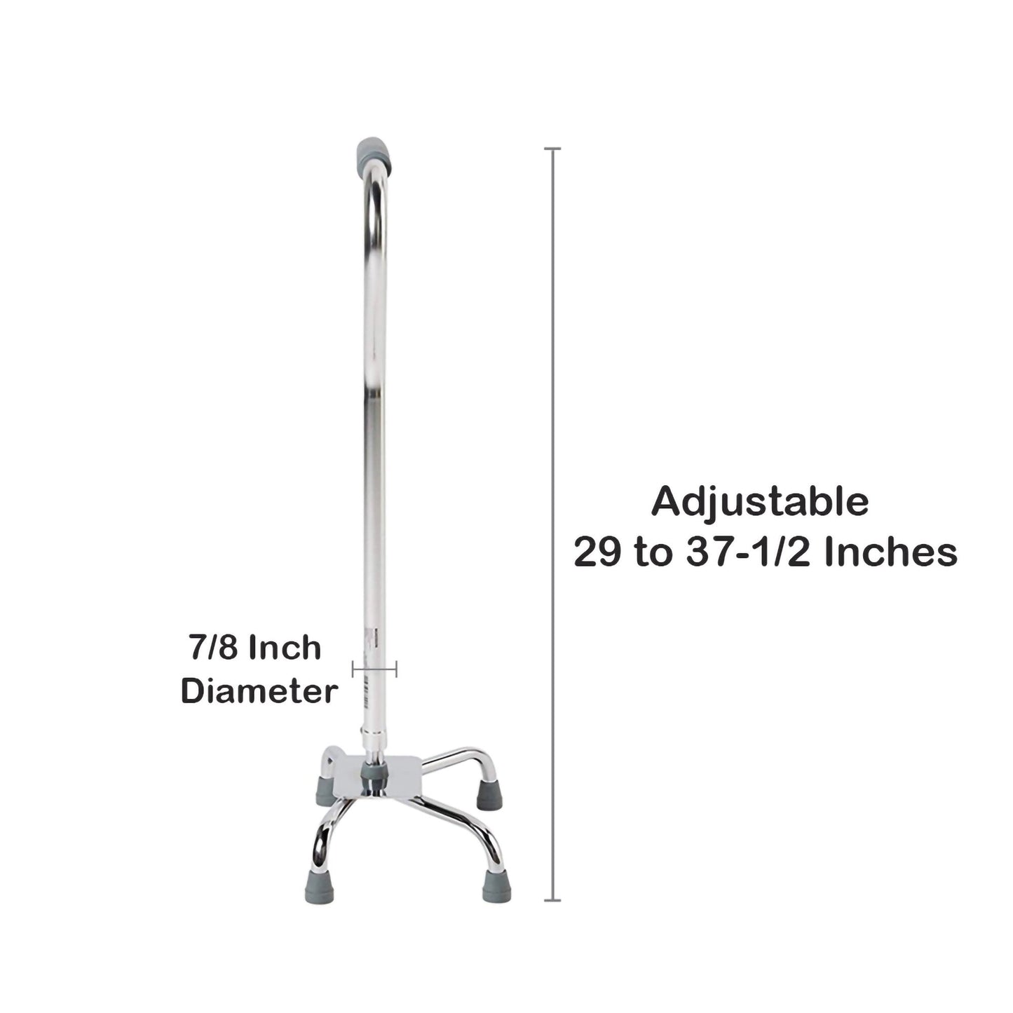 Large Base Quad Cane McKesson Steel 29 to 37-1/2 Inch Height Chrome, Packaging Type- Each