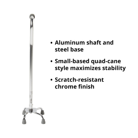 Small Base Quad Cane McKesson Steel 30 to 39 Inch Height Chrome, Packaging Type- Each