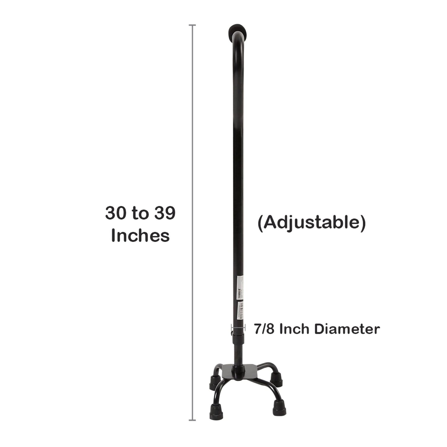 Small Base Quad Cane McKesson Steel 30 to 39 Inch Height Black, Packaging Type- Each