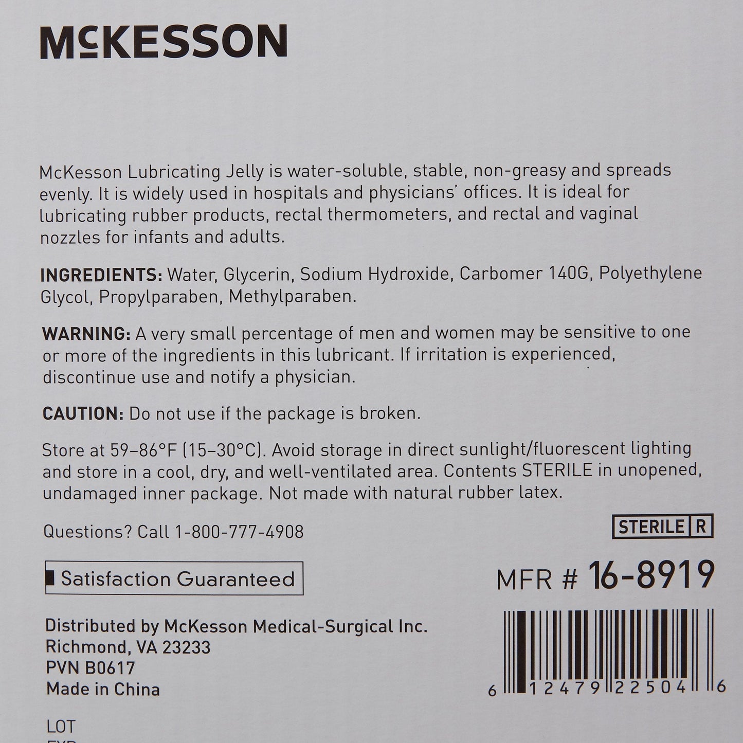 Lubricating Jelly McKesson 4 oz. Tube Sterile, Packaging Type- Each