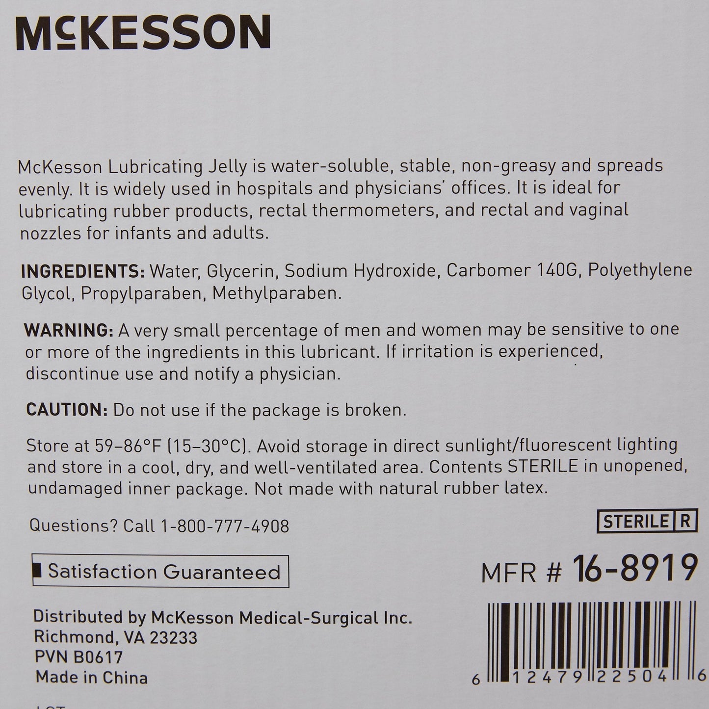 Lubricating Jelly McKesson 4 oz. Tube Sterile, Packaging Type- Each