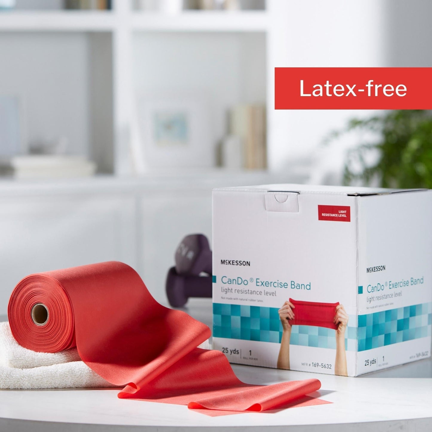 Exercise Resistance Band McKesson CanDo Red 5 Inch X 25 Yard Light Resistance, Packaging Type- Each