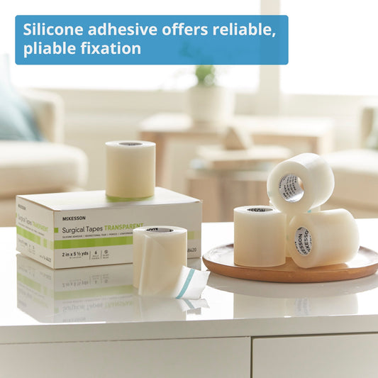 Medical Tape McKesson Transparent 2 Inch X 5-1/2 Yard Plastic / Silicone NonSterile, Packaging Type- Box