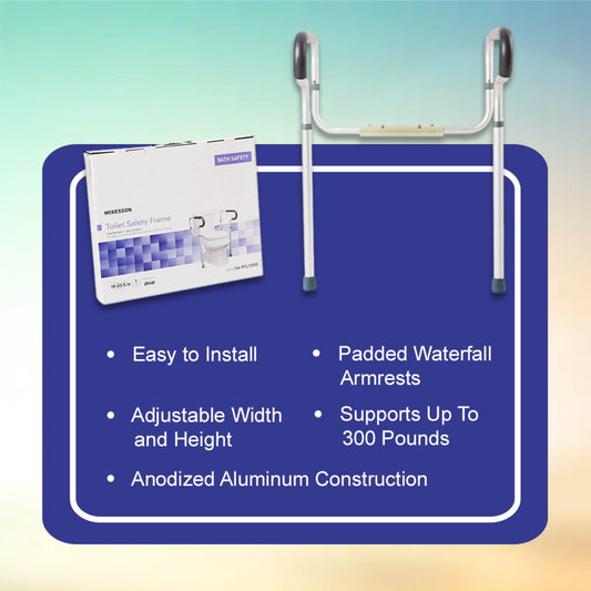 Toilet Safety Rail McKesson Gray Aluminum, Packaging Type- Each