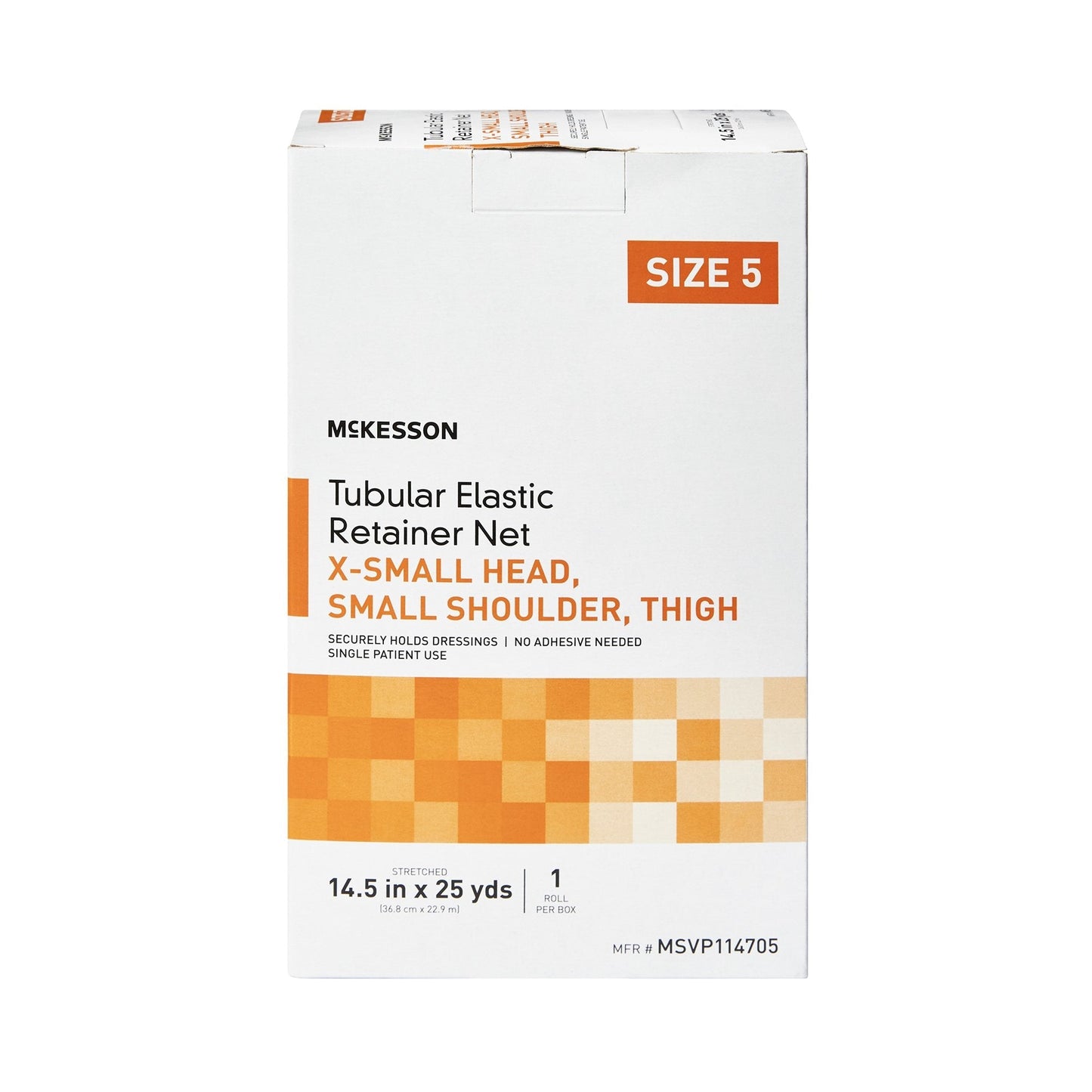 Elastic Net Retainer Dressing McKesson Tubular Elastic 14-1/2 Inch X 25 Yard Size 5 White X-Small Head / Small Shoulder / Thigh NonSterile, Packaging Type- Box
