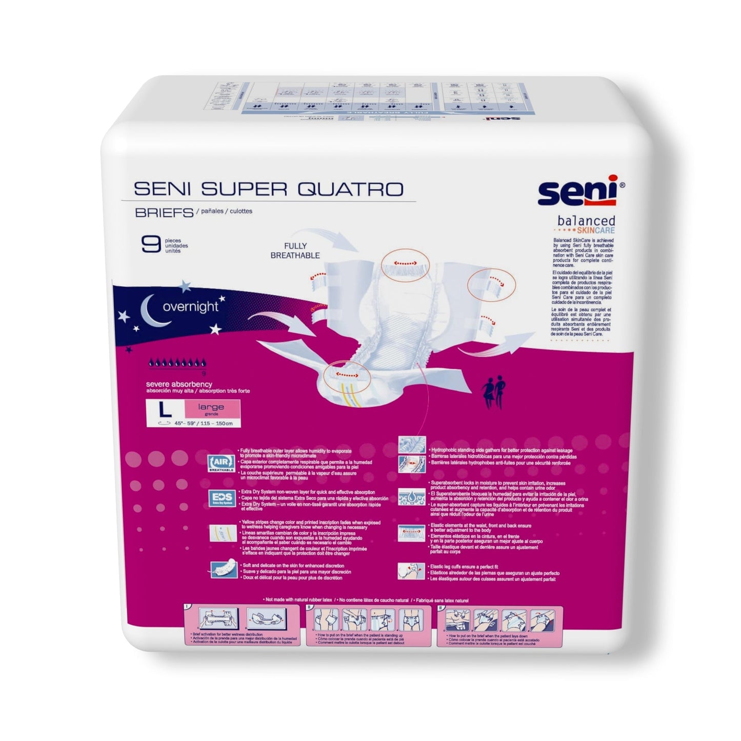 Unisex Adult Incontinence Brief Seni Super Quatro Large Disposable Heavy Absorbency, Packaging Type- Case