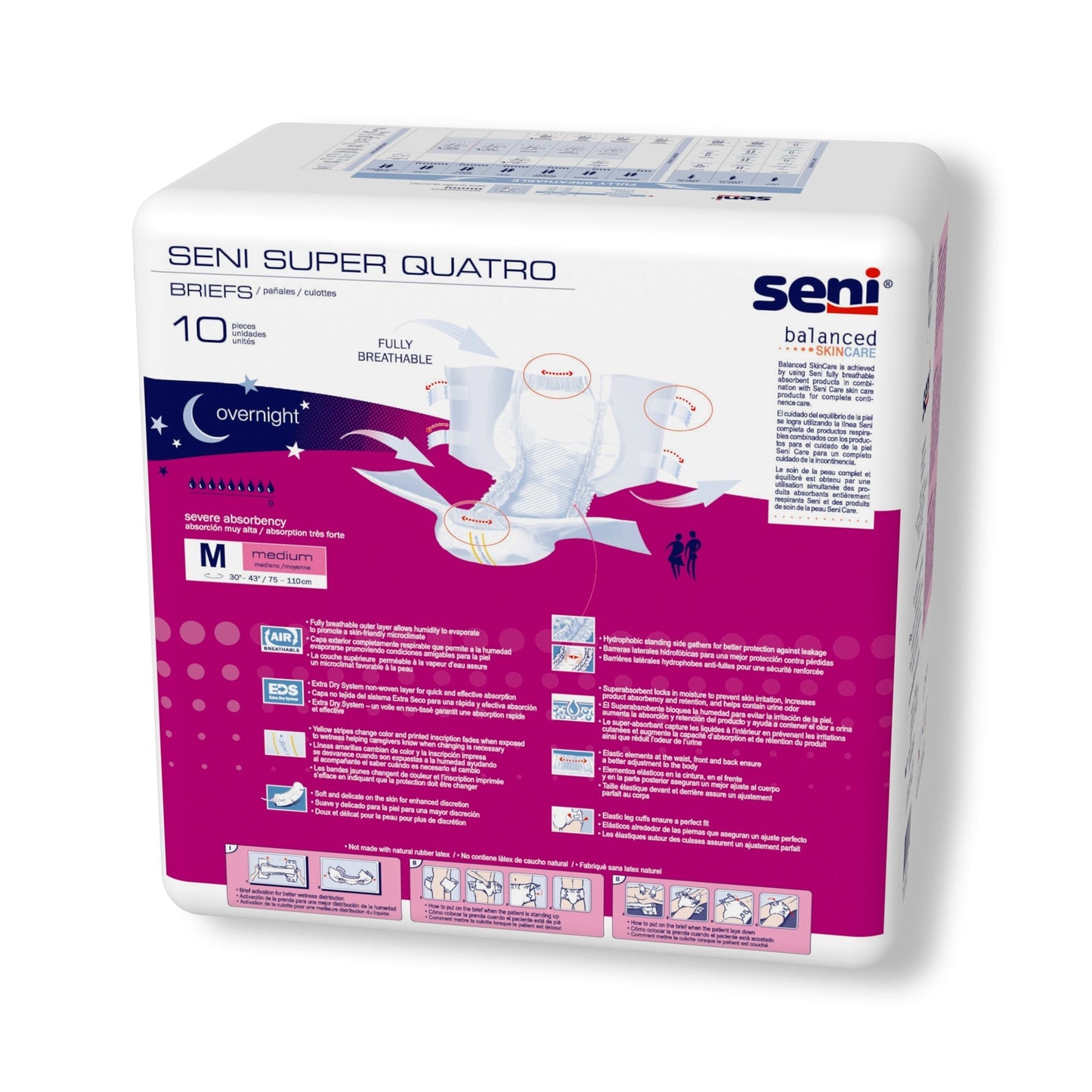 Unisex Adult Incontinence Brief Seni Super Quatro Medium Disposable Heavy Absorbency, Packaging Type- Case