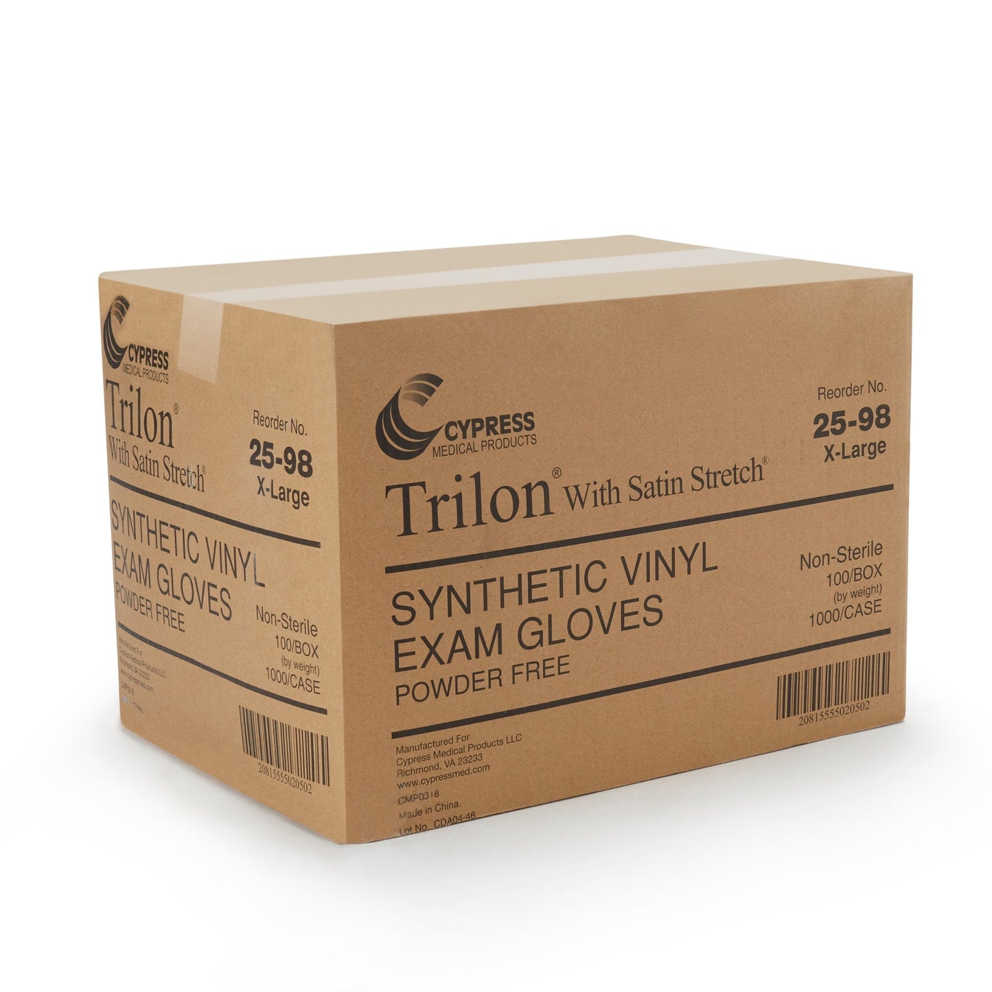 Exam Glove Trilon X-Large NonSterile Vinyl Standard Cuff Length Smooth Clear Not Rated WITH PROP. 65 WARNING, Packaging Type- Box