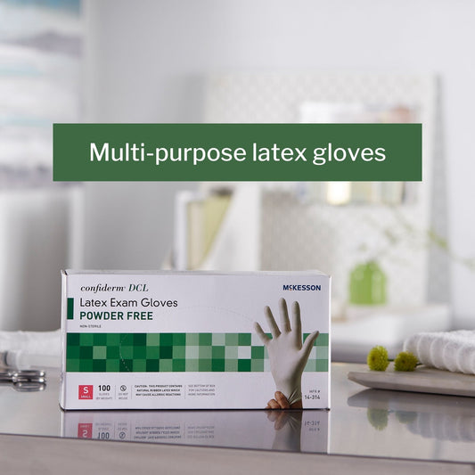 Exam Glove McKesson Confiderm Small NonSterile Latex Standard Cuff Length Smooth Ivory Not Rated, Packaging Type- Box