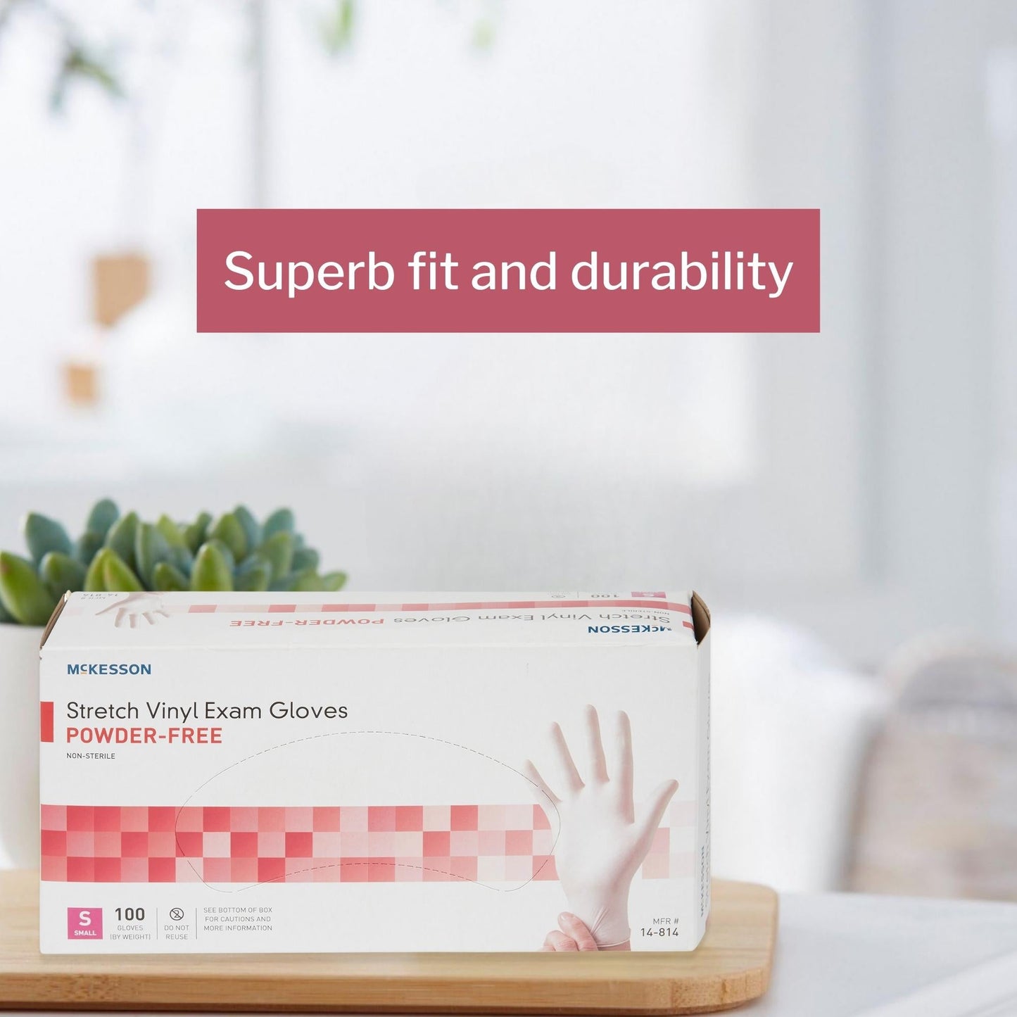 Exam Glove McKesson Small NonSterile Stretch Vinyl Standard Cuff Length Smooth Ivory Not Rated, Packaging Type- Box