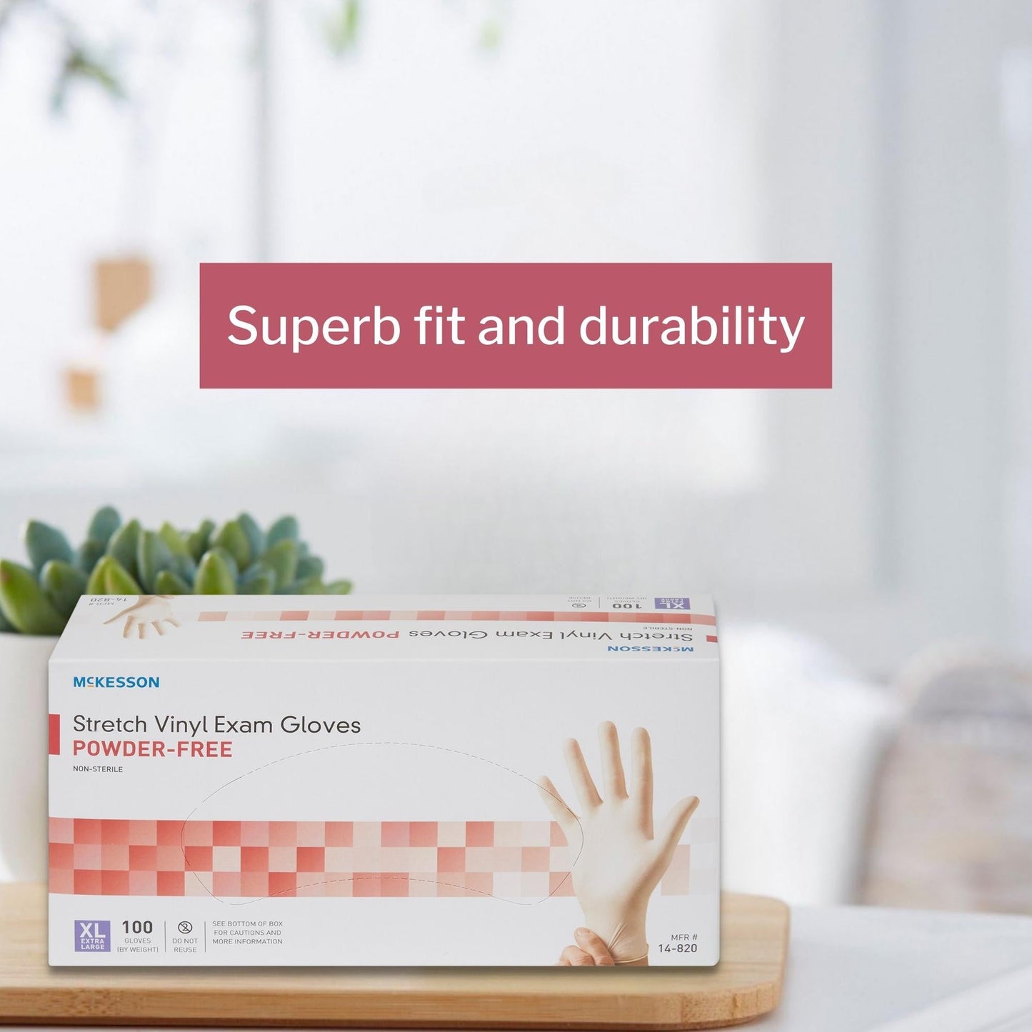 Exam Glove McKesson X-Large NonSterile Stretch Vinyl Standard Cuff Length Smooth Ivory Not Rated, Packaging Type- Box