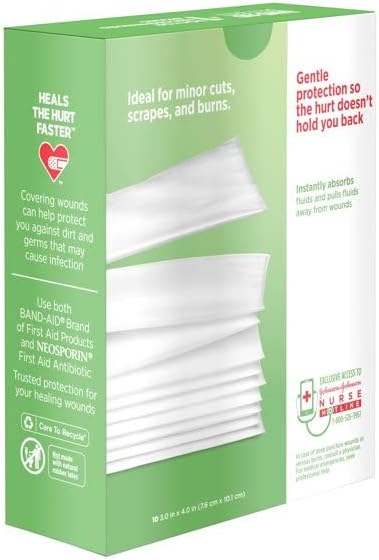 Non-Adherent Dressing Band-Aid Hurt-Free 3 X 4 Inch Sterile 10 per Pack, Packaging Type- Box