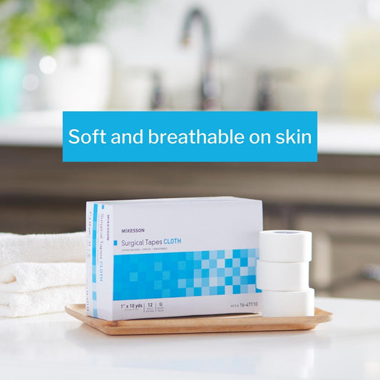 Medical Tape McKesson White 1 Inch X 10 Yard Silk-Like Cloth NonSterile, Packaging Type- Box