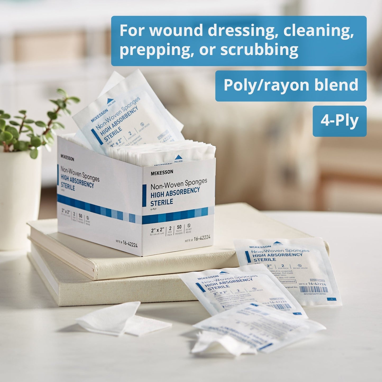 Nonwoven Sponge McKesson 2 X 2 Inch 4-Ply Sterile 2 per Pack, Packaging Type- Box