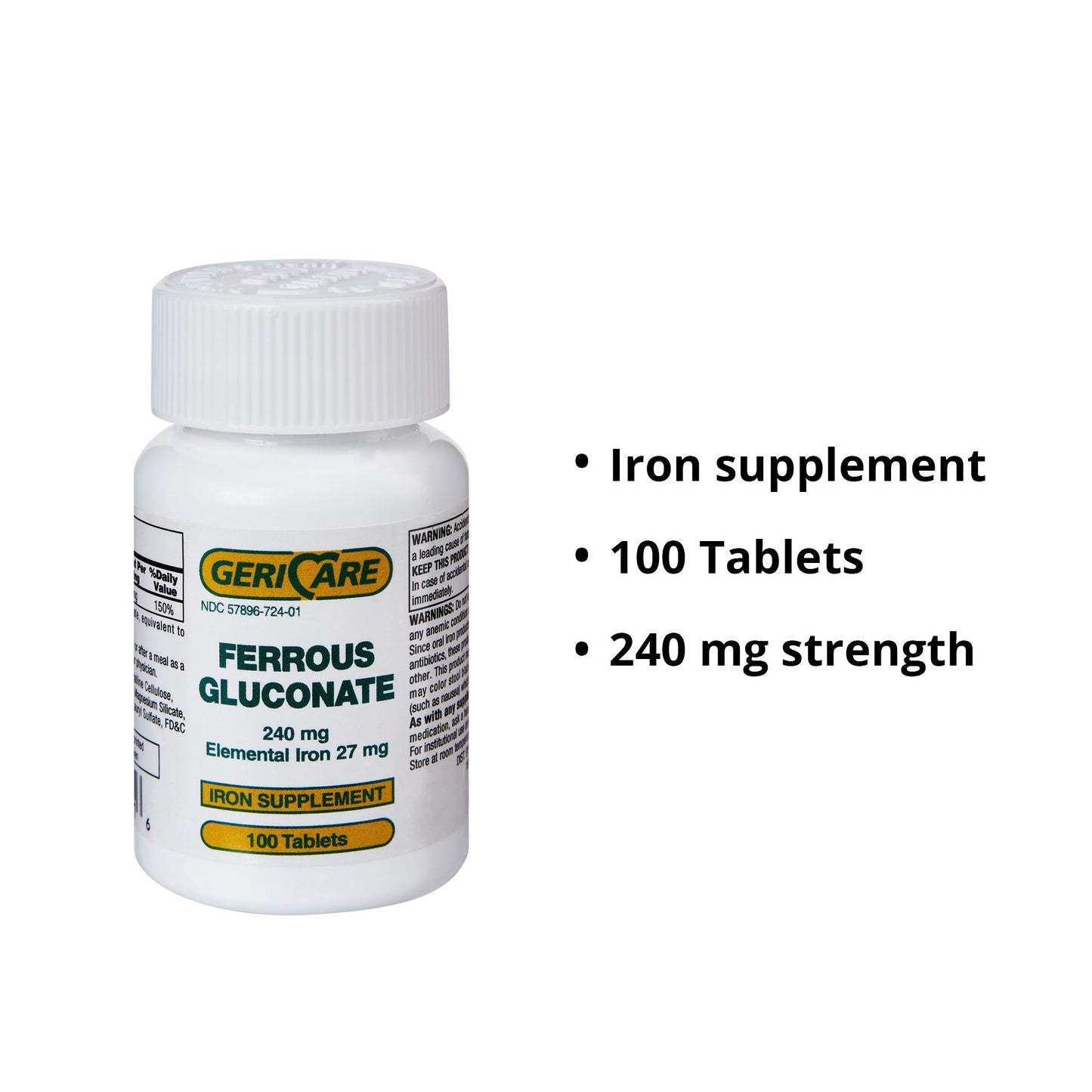 Mineral Supplement Geri-Care Iron 240 mg Strength Tablet 100 per Bottle, Packaging Type- Case