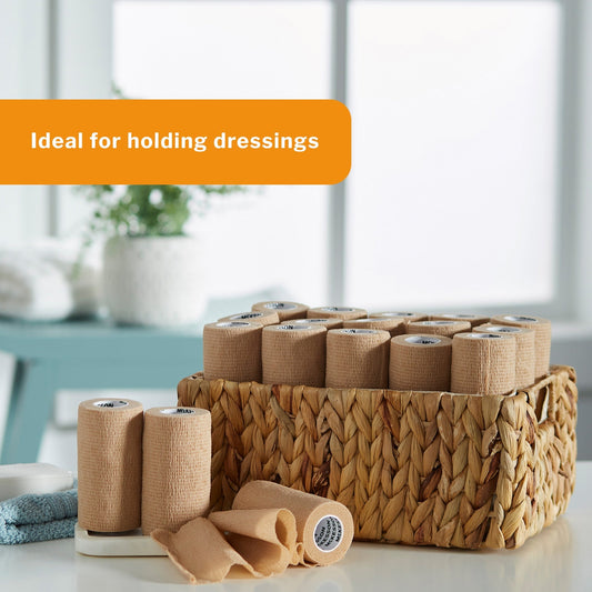 Cohesive Bandage McKesson 6 Inch X 5 Yard Self-Adherent Closure Tan NonSterile Standard Compression, Packaging Type- Each