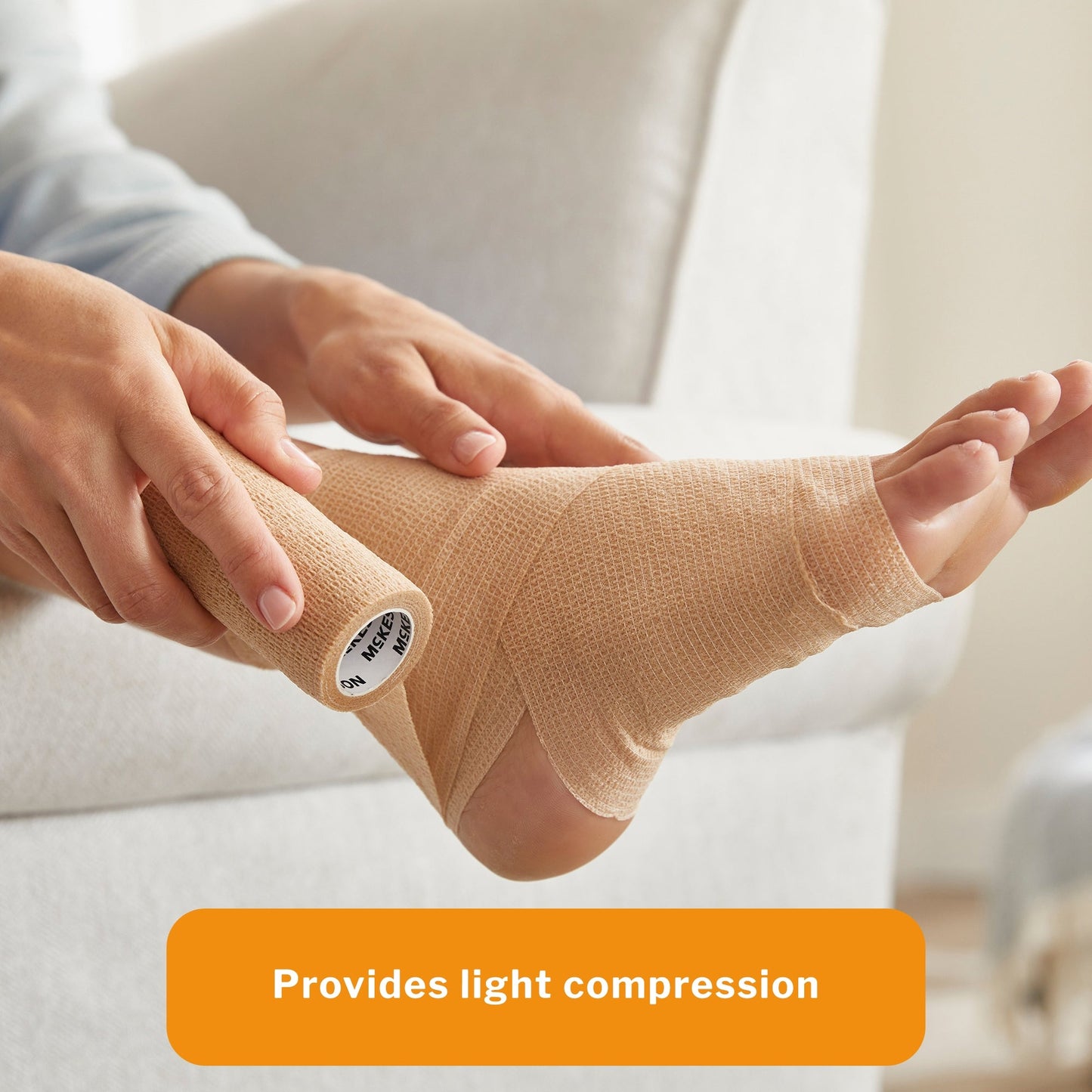 Cohesive Bandage McKesson 6 Inch X 5 Yard Self-Adherent Closure Tan NonSterile Standard Compression, Packaging Type- Each