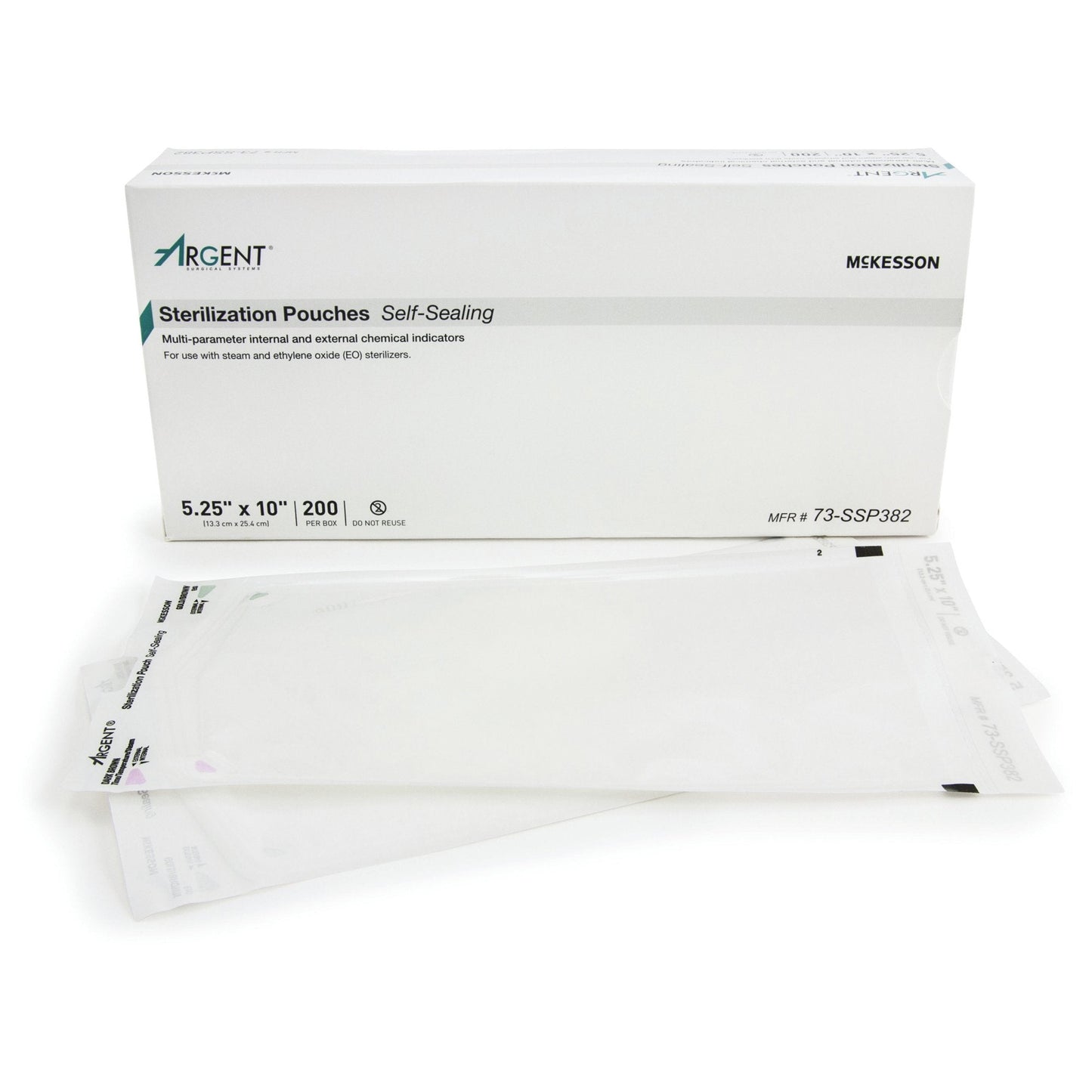 Sterilization Pouch McKesson Argent Sure-Check Ethylene Oxide (EO) Gas / Steam 5-1/4 X 10 Inch Transparent / Blue Self Seal Paper / Film, Packaging Type- Box