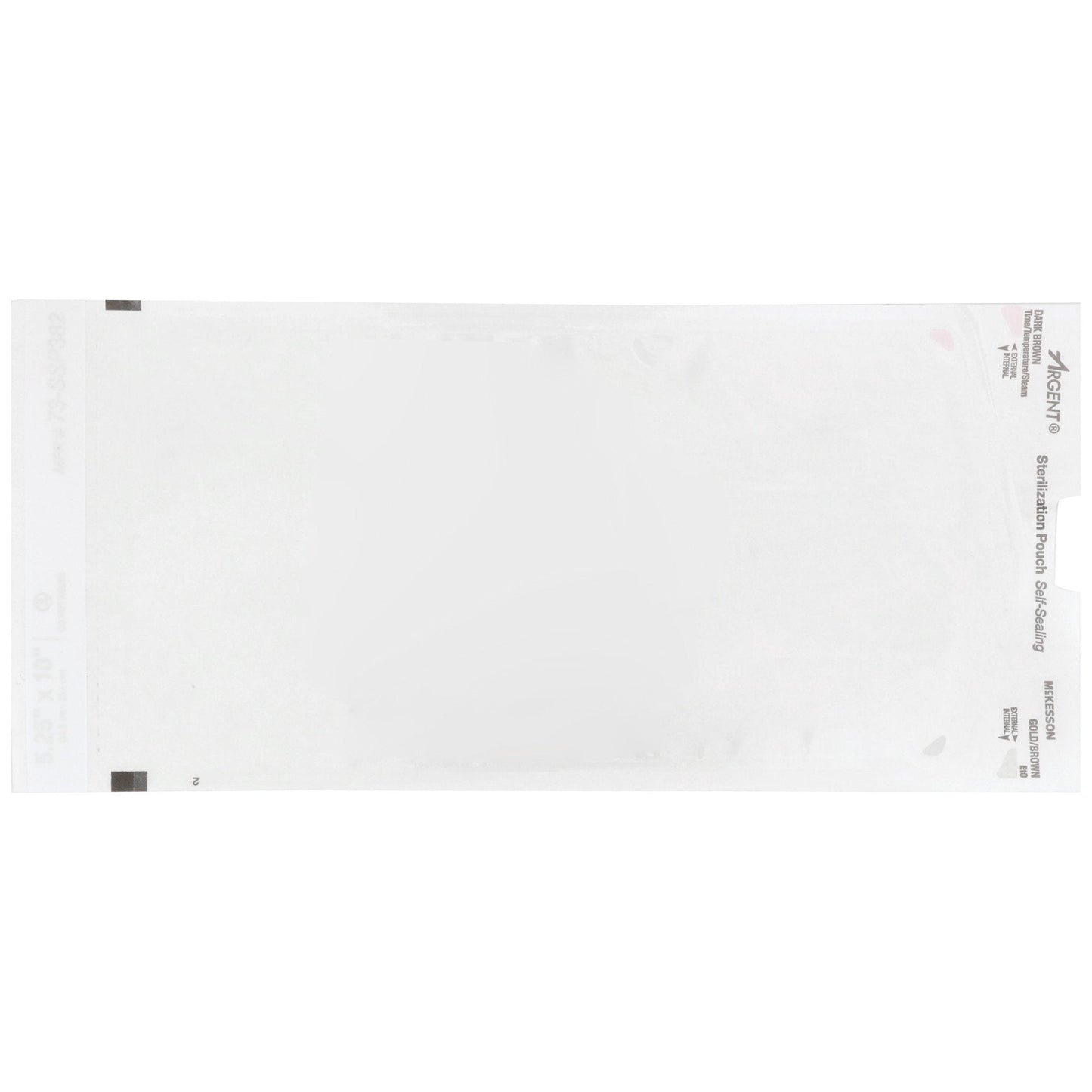 Sterilization Pouch McKesson Argent Sure-Check Ethylene Oxide (EO) Gas / Steam 5-1/4 X 10 Inch Transparent / Blue Self Seal Paper / Film, Packaging Type- Box