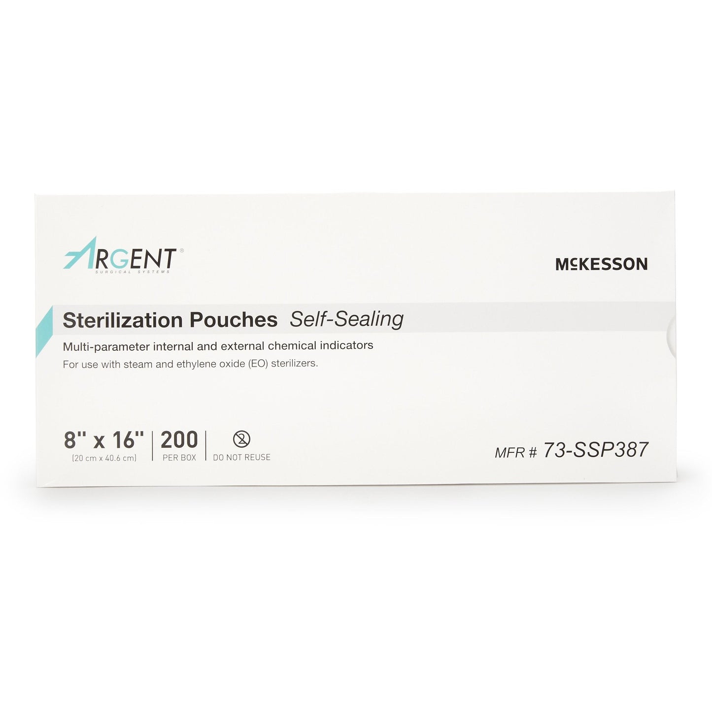 Sterilization Pouch McKesson Argent Sure-Check Ethylene Oxide (EO) Gas / Steam 8 X 16 Inch Transparent / Blue Self Seal Paper / Film, Packaging Type- Box