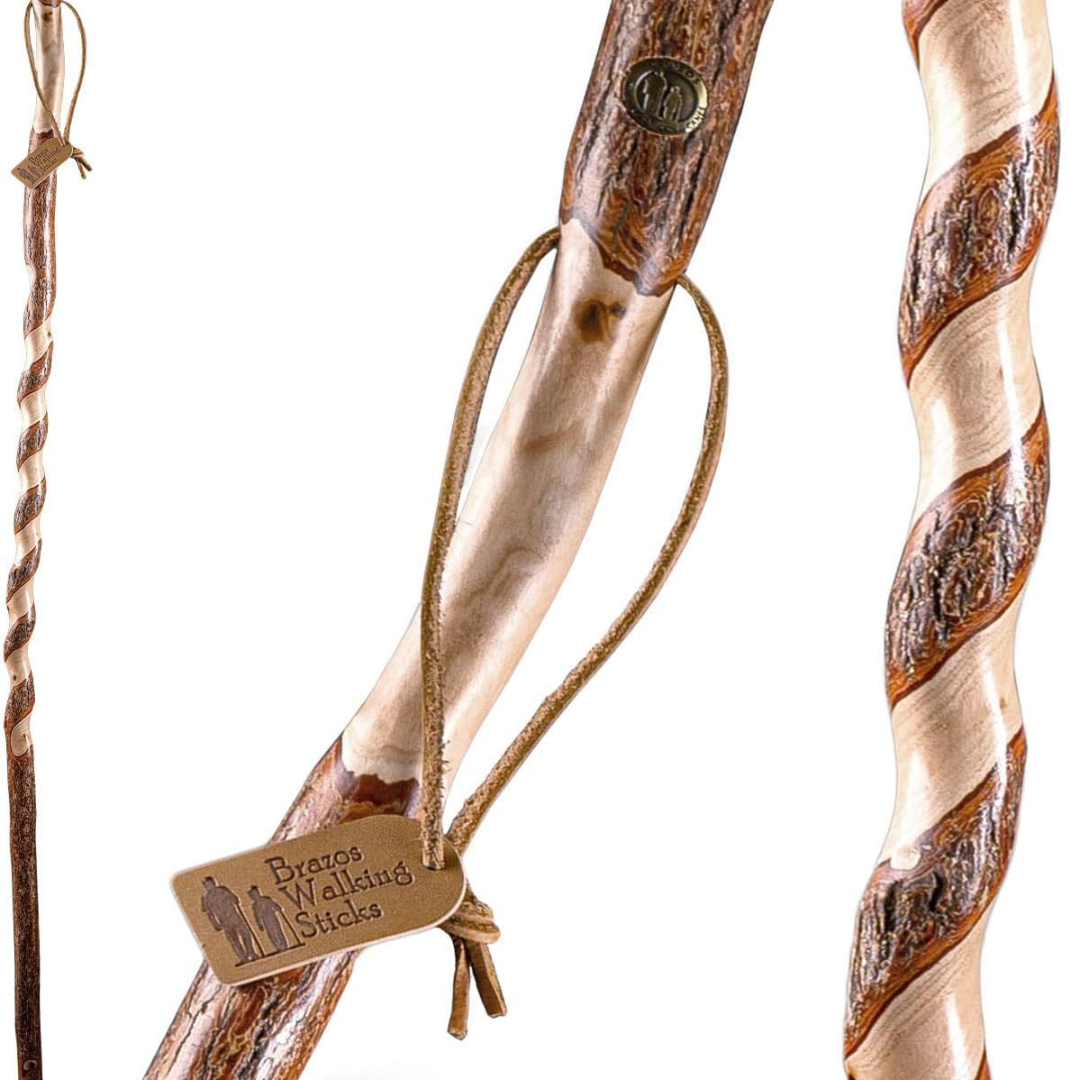 Walking Stick Brazos Twisted Trekker Wood 58 Inch Height Sassafras