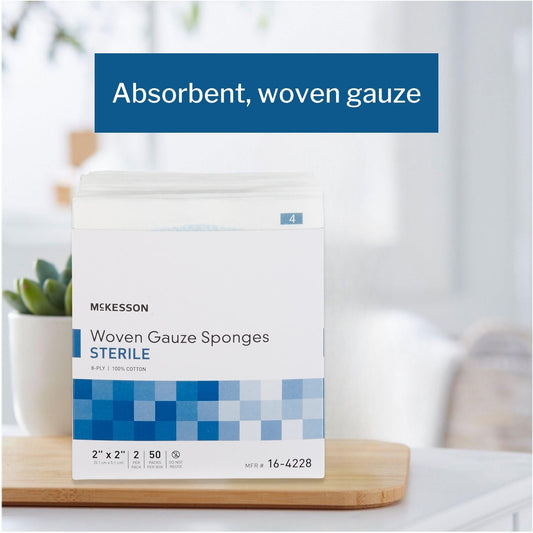 Gauze Sponge McKesson 2 X 2 Inch 8-Ply Sterile 2 per Pack, Packaging Type- Box