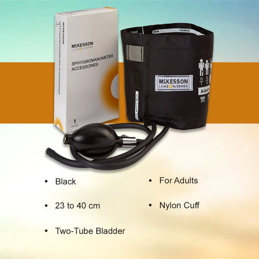 Reusable Blood Pressure Cuff and Bulb McKesson LUMEON 23 to 40 cm Arm Nylon Cuff Adult Cuff, Packaging Type- Box