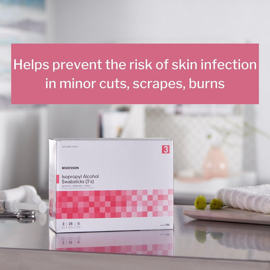 Impregnated Swabstick McKesson 70% Strength Isopropyl Alcohol Individual Packet Sterile, Packaging Type- Box