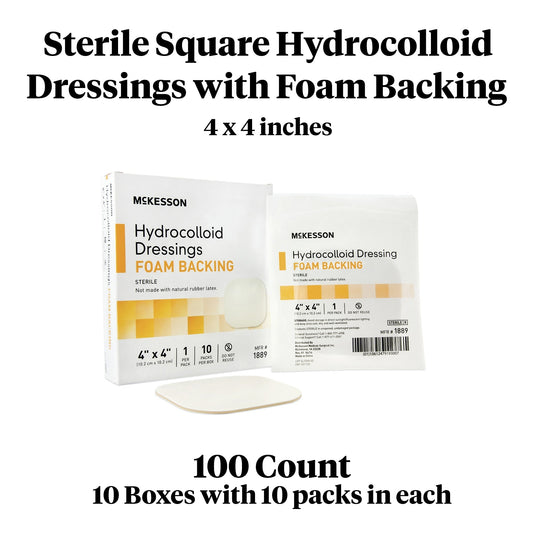 Hydrocolloid Dressing McKesson Foam Backing 4 X 4 Inch Square Hydrocolloid / Foam, Packaging Type- Box