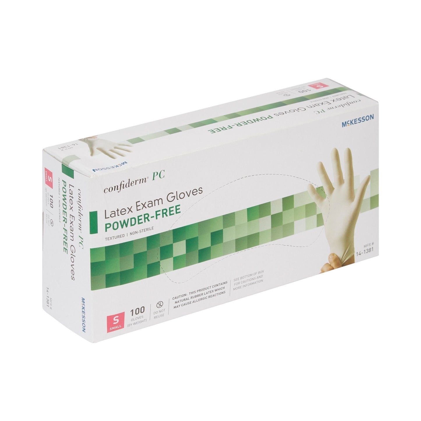 Exam Glove McKesson Confiderm Small NonSterile Latex Standard Cuff Length Fully Textured Ivory Not Rated, Packaging Type- Box