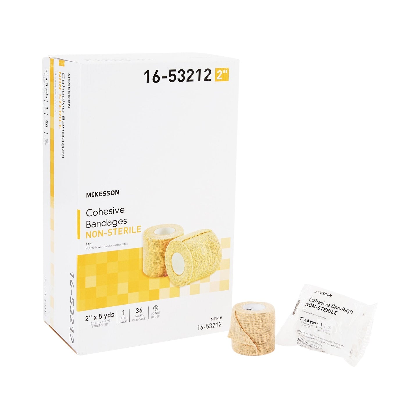 Cohesive Bandage McKesson 2 Inch X 5 Yard Self-adherent Closure Tan NonSterile Standard Compression, Packaging Type- Case