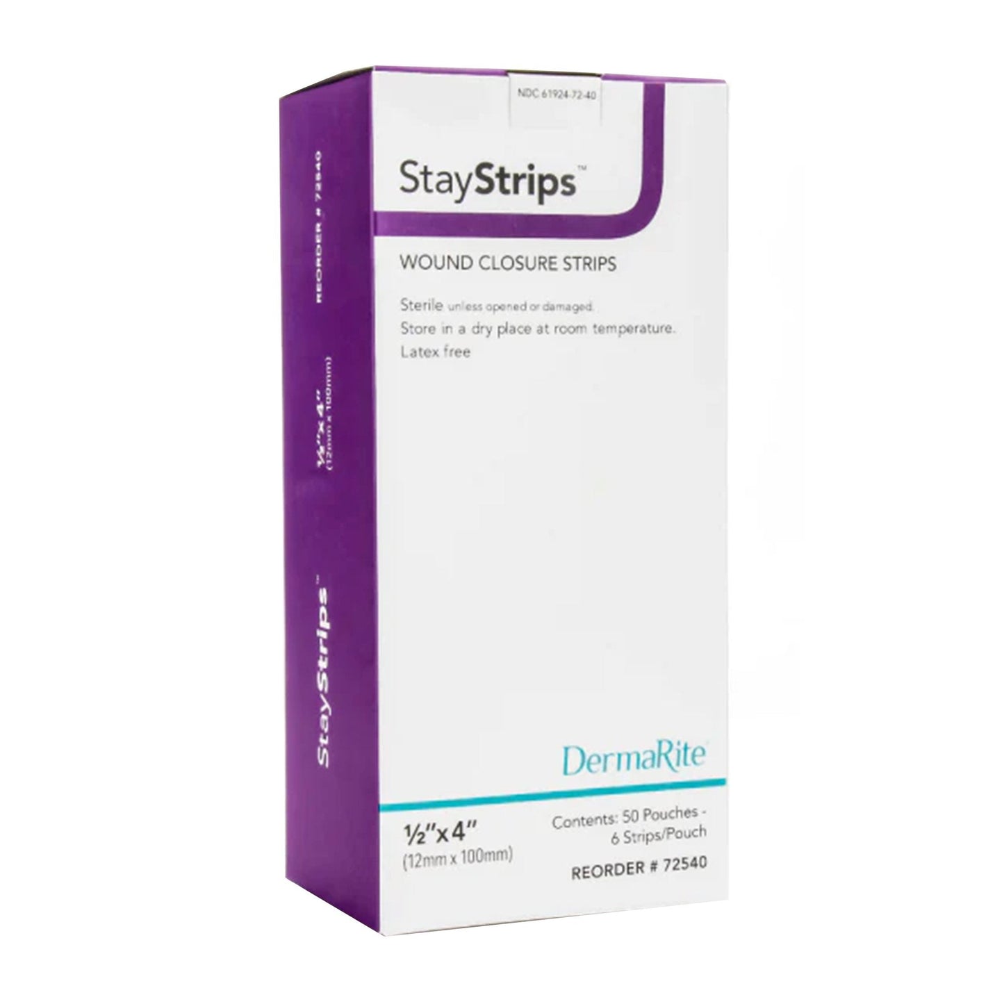 Skin Closure Strip StayStrips 1/2 X 4 Inch Nonwoven Material Flexible Strip White, Packaging Type- Each