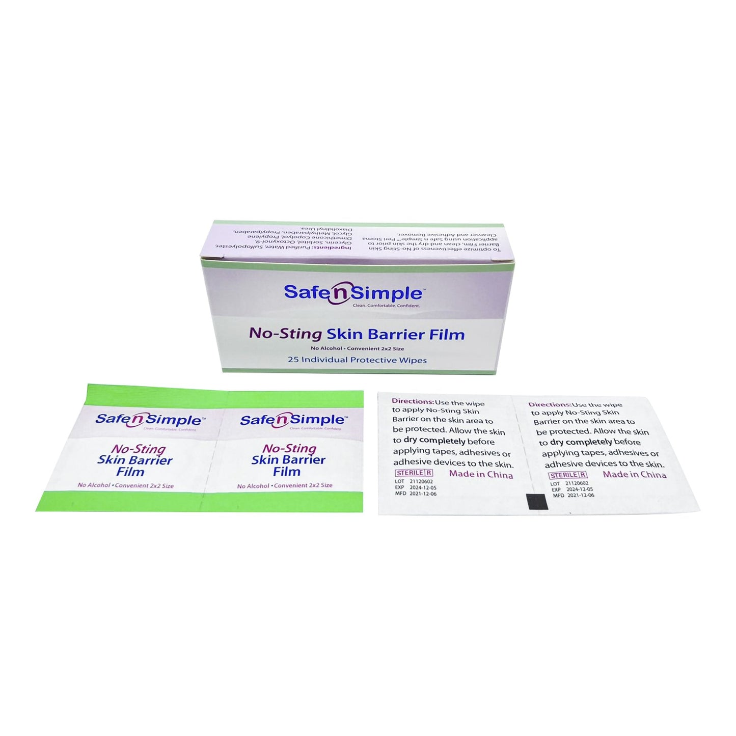 Skin Barrier Wipe Safe N Simple No-Sting 60% / 20% Strength Purified Water / Polyvinylpyrrolidone / Glycerin / Propylene Glycol Individual Packet Sterile, Packaging Type- Box