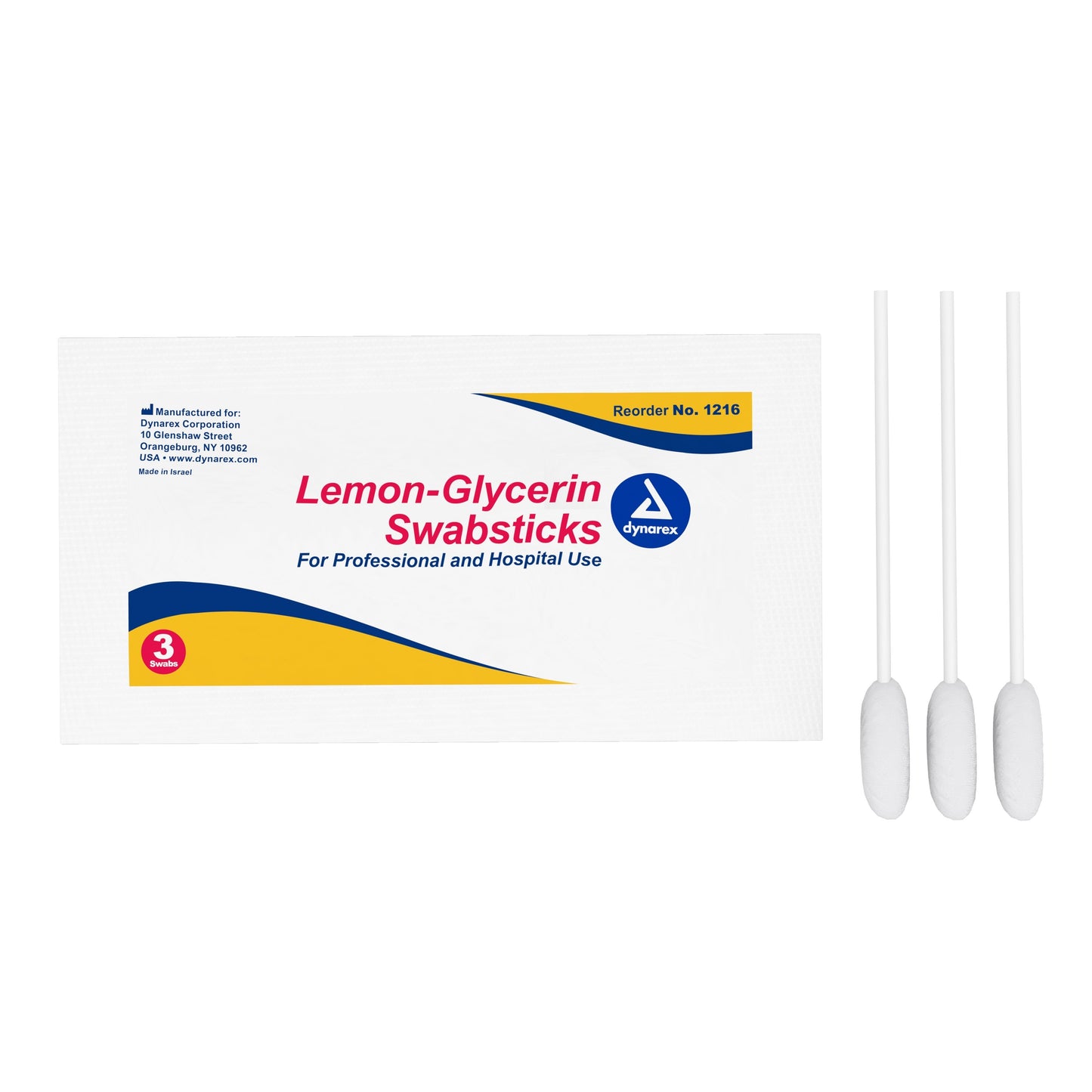 Lemon Glycerin Swabstick Dynarex Foam Tip 3 per Pack, Packaging Type- Case