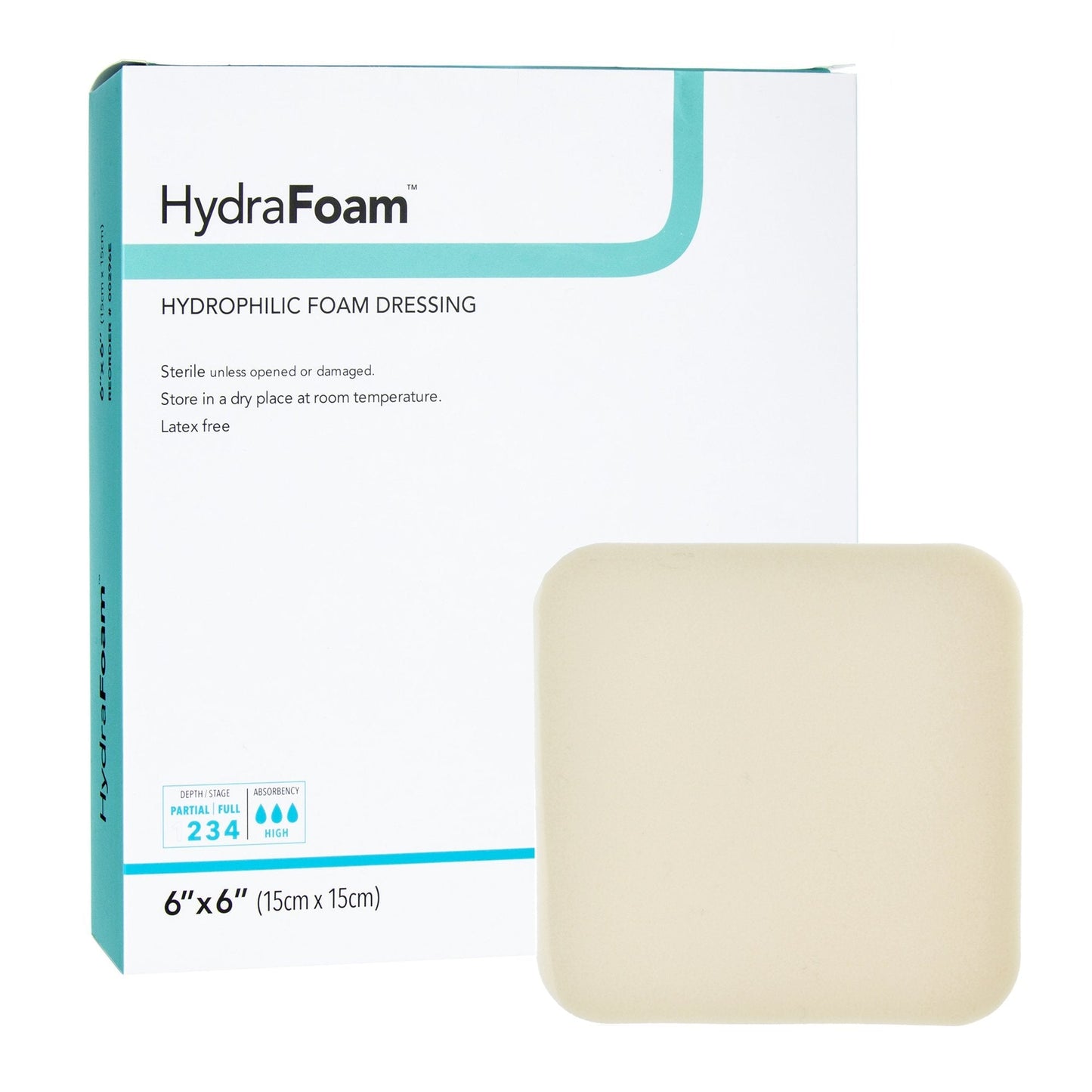 Foam Dressing HydraFoam 6 X 6 Inch Without Border Waterproof Backing Nonadhesive Square Sterile, Packaging Type- Each
