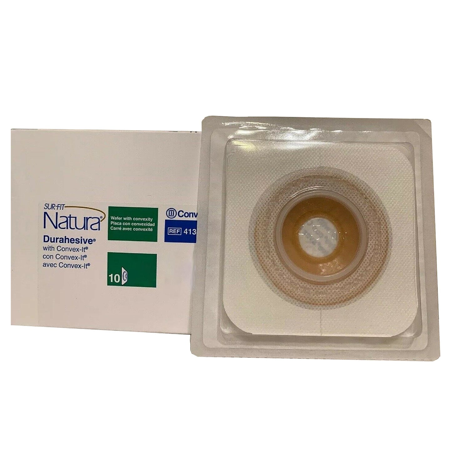 Ostomy Barrier Sur-Fit Natura Precut, Extended Wear Durahesive Adhesive 45 mm Flange Sur-Fit Natura System Hydrocolloid 7/8 Inch Opening 4-1/2 X 4-1/2 Inch, Packaging Type- Each