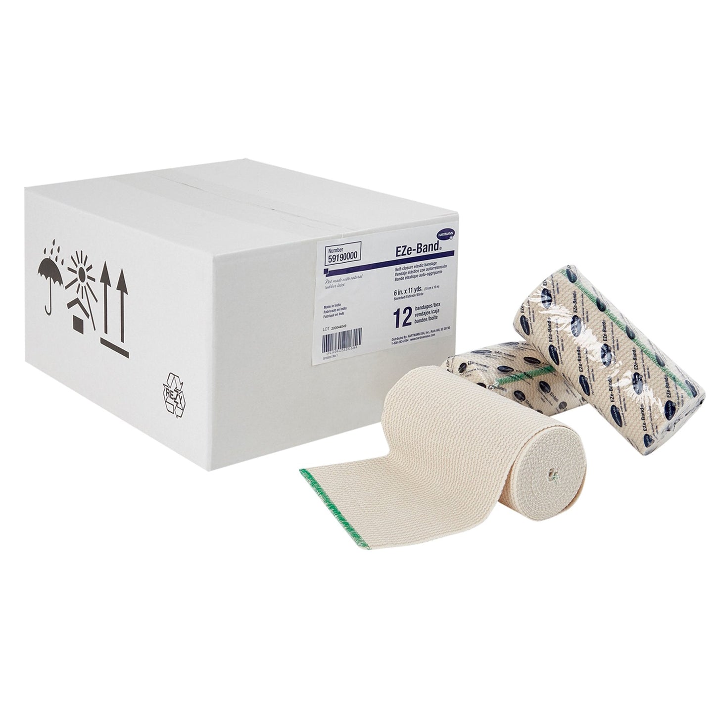 Elastic Bandage EZe-Band LF 6 Inch X 11 Yard Double Length Double Hook and Loop Closure Tan NonSterile Standard Compression, Packaging Type- Each