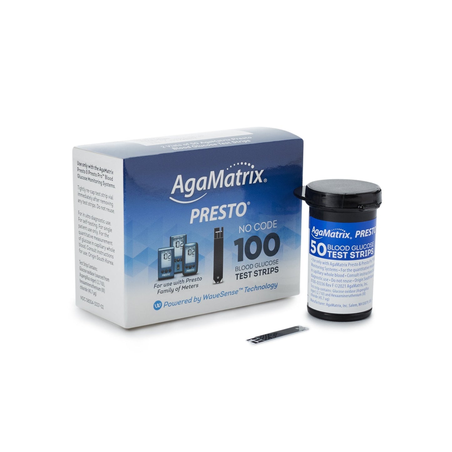 Blood Glucose Test Strips Wavesense Presto 100 Strips per Pack, Packaging Type- Box