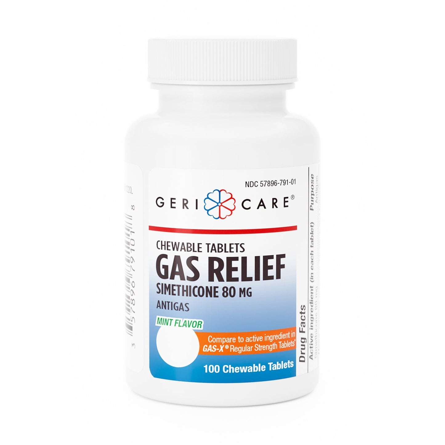 Gas Relief 80 mg Strength Chewable Tablet 100 per Bottle, Packaging Type- Case