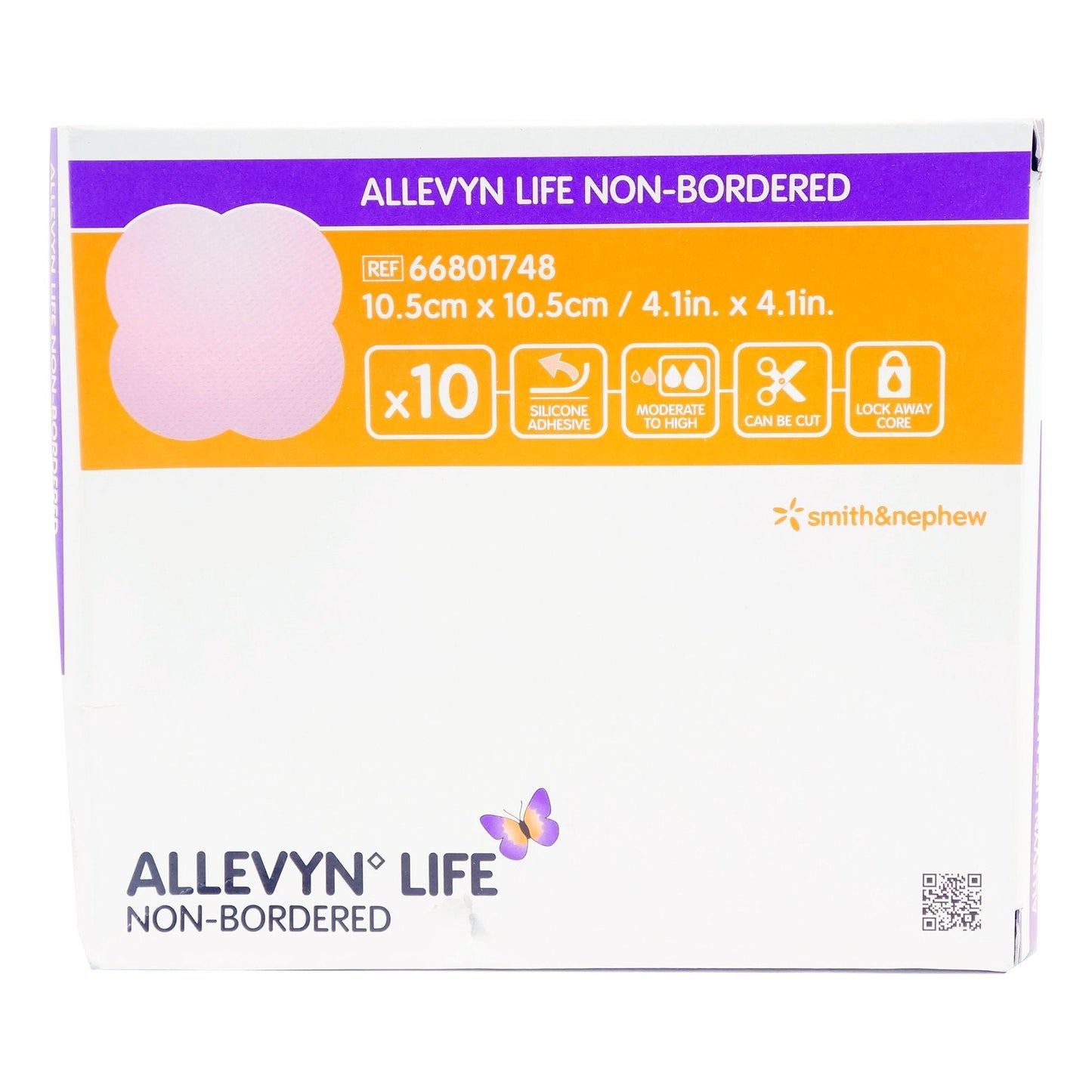 Foam Dressing Allevyn Life 4 X 4 Inch Without Border Film Backing Nonadhesive Square Sterile, Packaging Type- Each