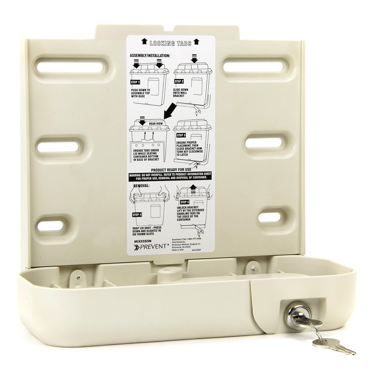 Sharps Container Bracket McKesson Prevent Plastic Wall Mount Locking, Packaging Type- Case
