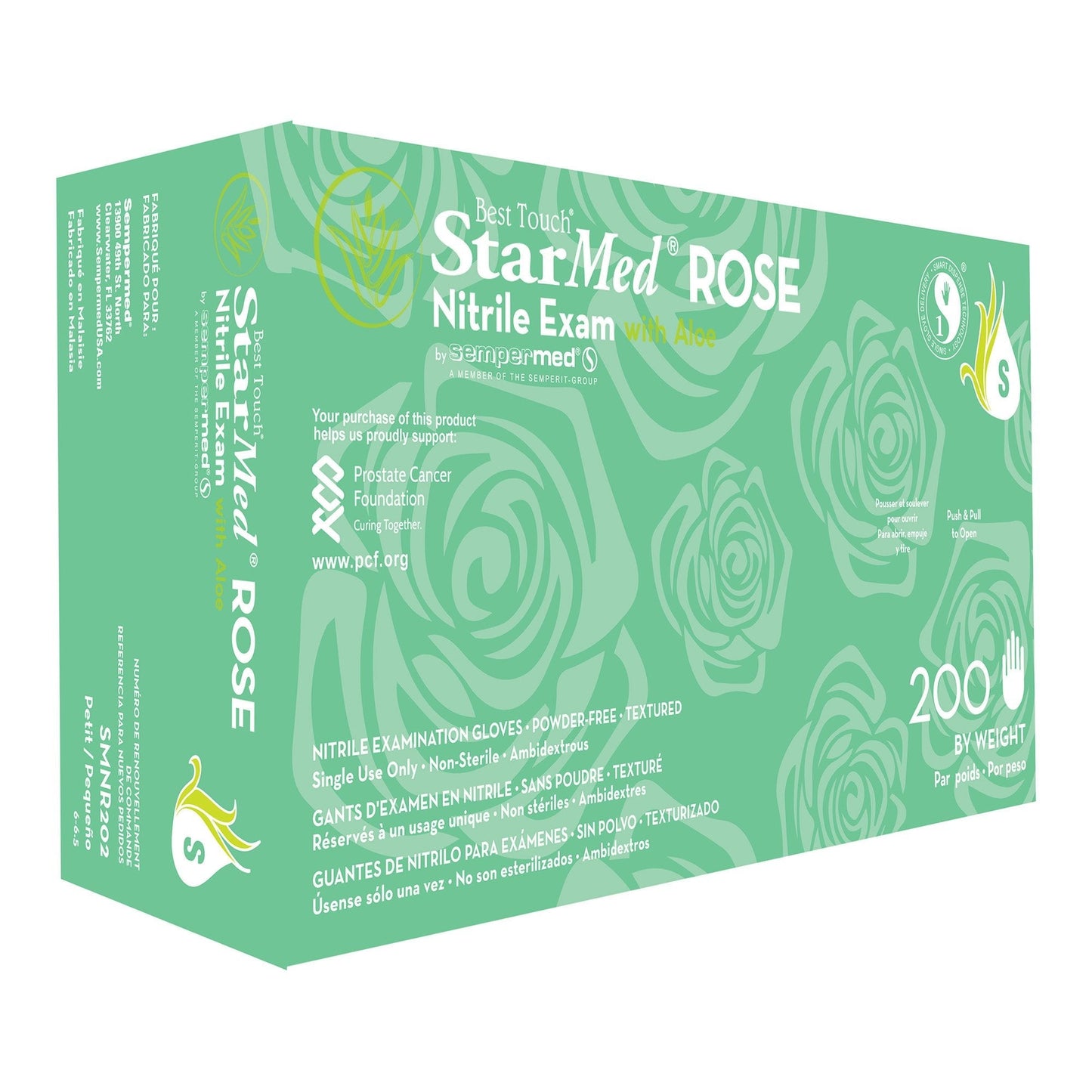 Exam Glove StarMed Rose Small NonSterile Nitrile Standard Cuff Length Textured Fingertips Pink Not Rated, Packaging Type- Box