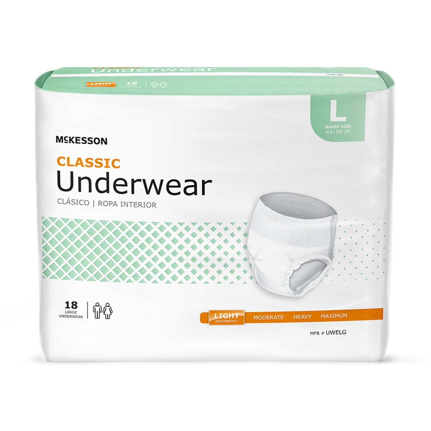 Unisex Adult Absorbent Underwear McKesson Classic Pull On with Tear Away Seams Large Disposable Light Absorbency, Packaging Type- Case