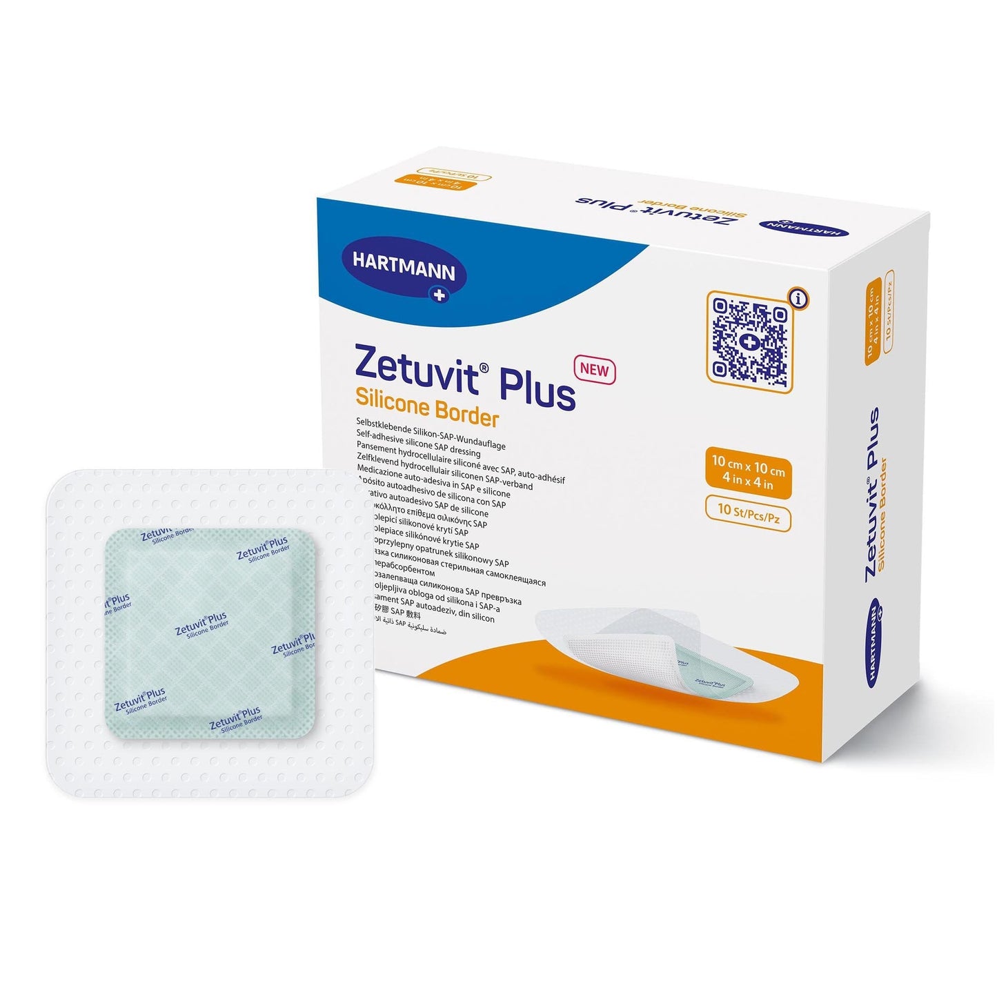 Super Absorbent Dressing Zetuvit Plus Silicone Border Silicone Adhesive 4 X 4 Inch Square- 1 EA, Packaging Type- Box