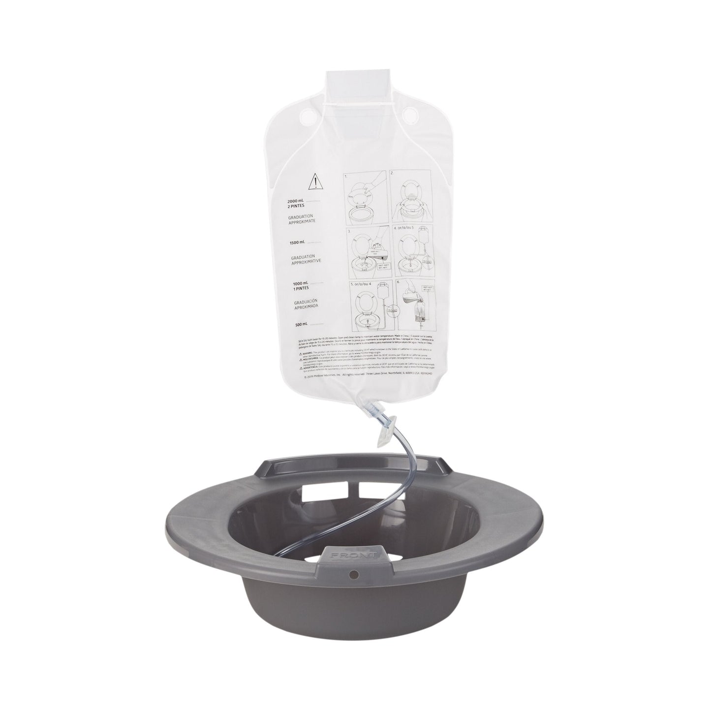 Sitz Bath McKesson Round Graphite Plastic 2000 mL Bag Graduated, 500 mL Increments up to 2000 mL, Packaging Type- Case