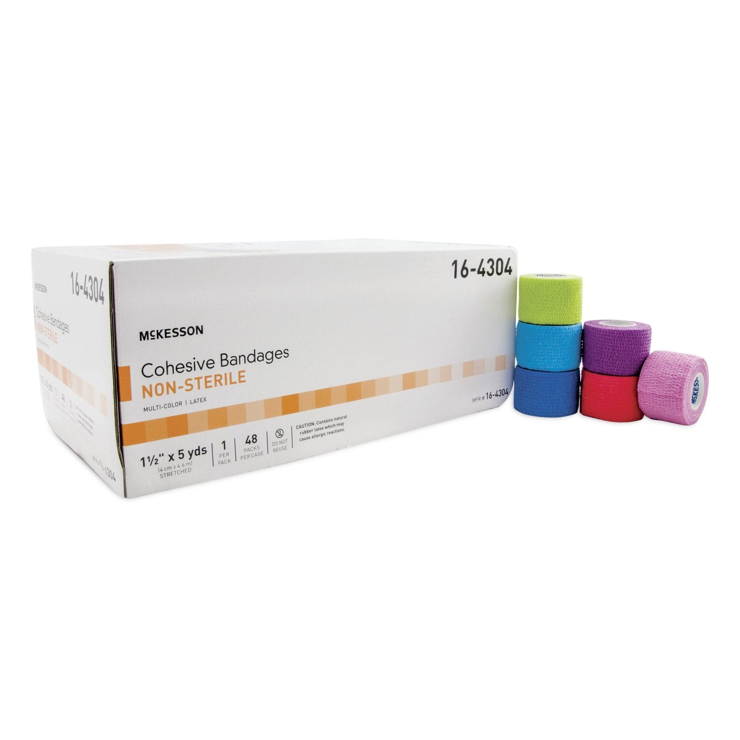 Cohesive Bandage McKesson 1-1/2 Inch X 5 Yard Self-adherent Closure Purple / Pink / Green / Light Blue / Royal Blue / Red NonSterile Standard Compression, Packaging Type- Case